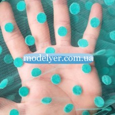 Ткань Сетка флок горох (мята)